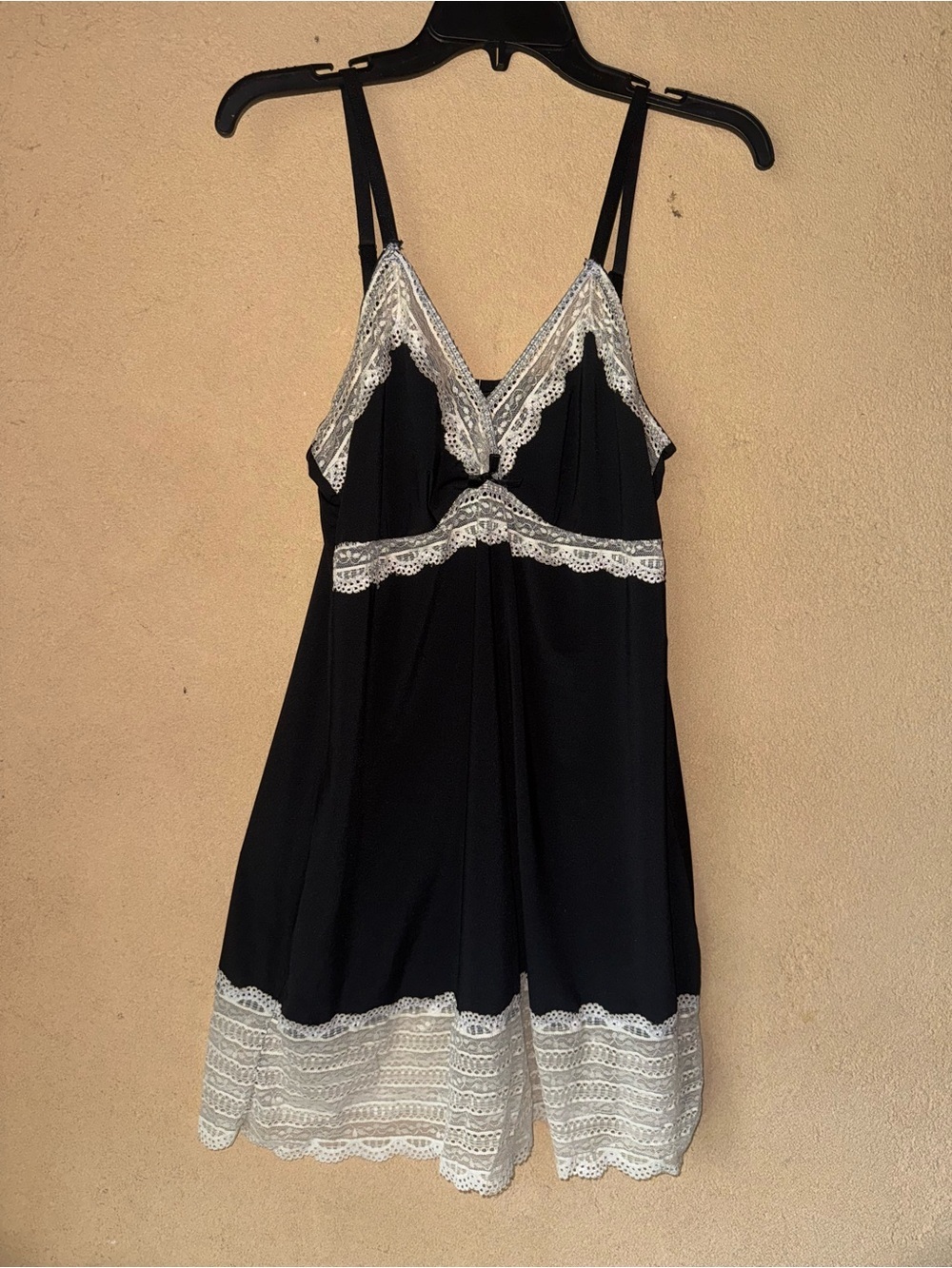 Black Chemise with White Lace Trim